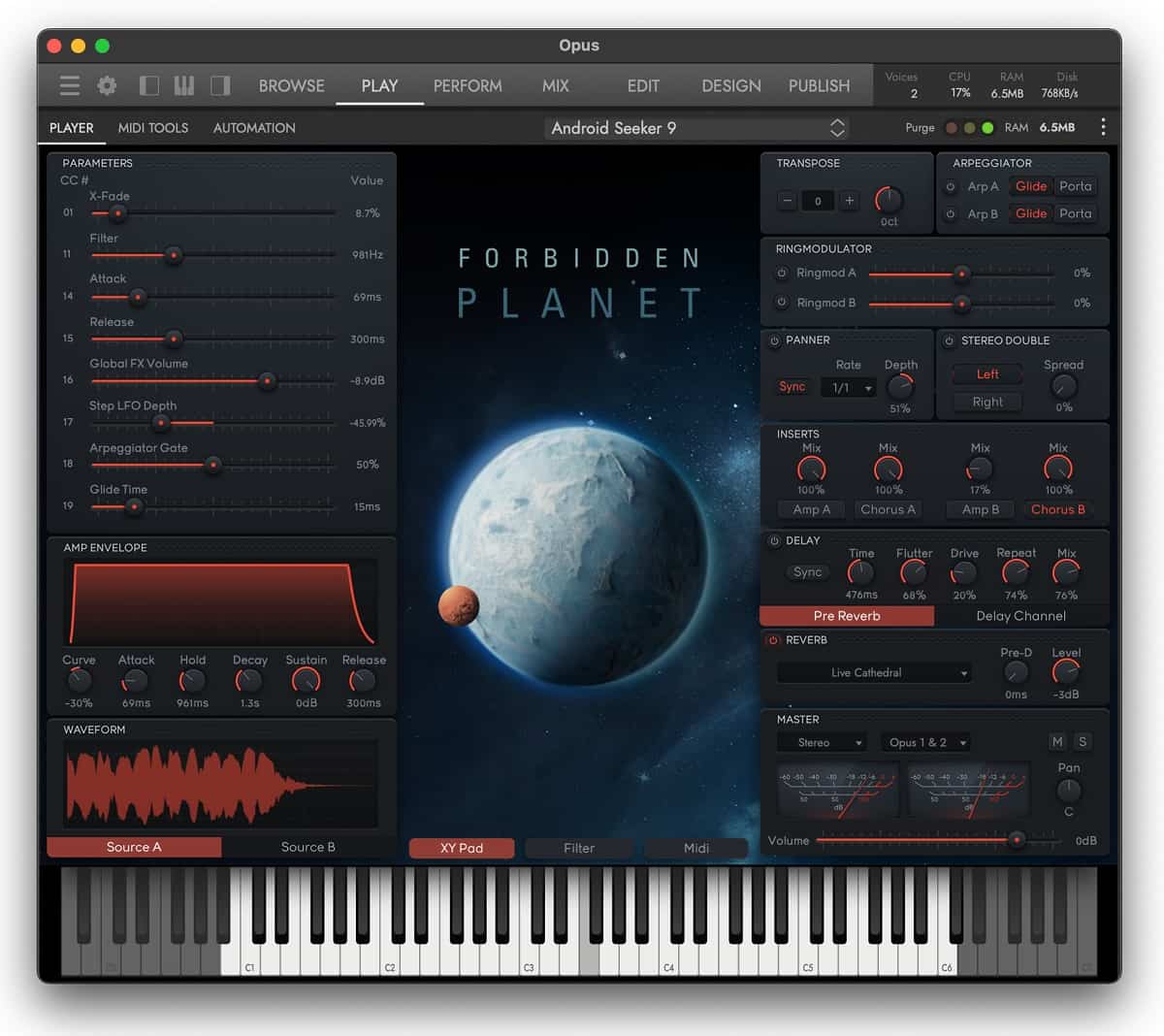 Forbidden Planet virtual hybrid synth features OPUS engine