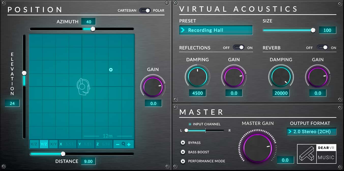 dearVR MUSIC spatializer designed for efficient crowded stereo mixes