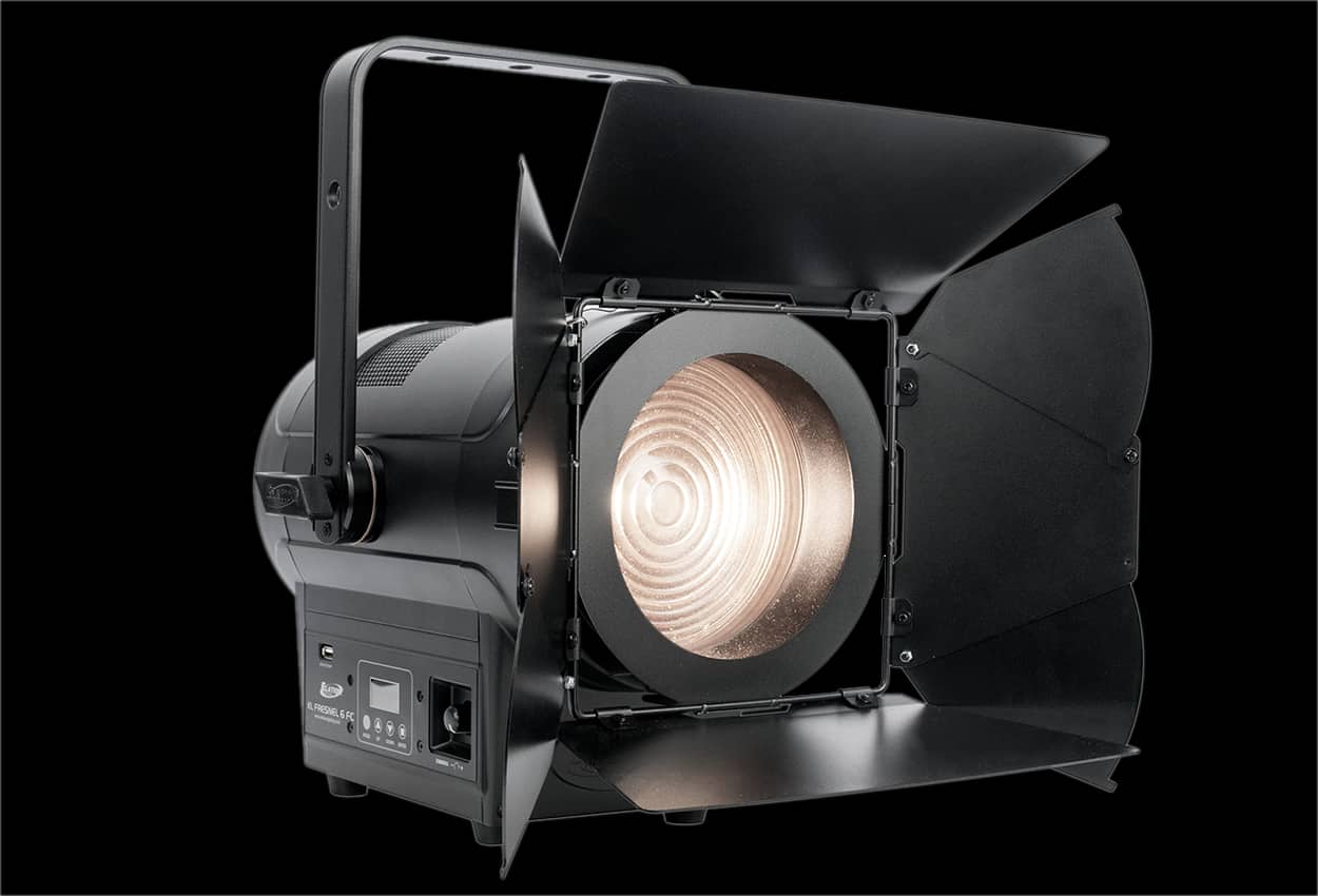 The KL Fresnel 6 FC features 220W RGBMA LED Engine at 6500 Kelvin for diffused wash of light effect.