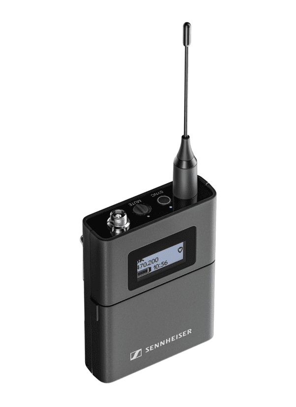 The bodypack transmitter will be available with a 3-pin or a 3.5 mm (1/4) jack connector
